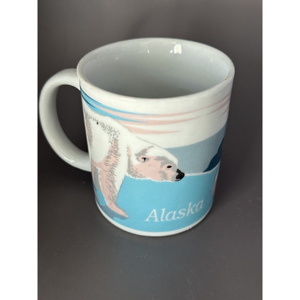 Vintage Ace Alaska Coffee Cup Polar Bears Pastels